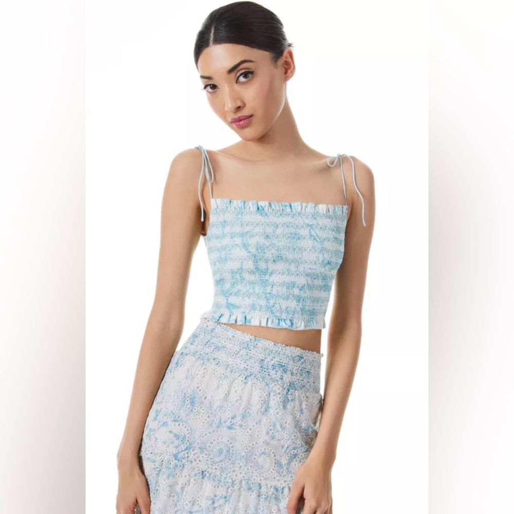 Alice + Olivia Kathlyn Smock Cropped Top in Size XS